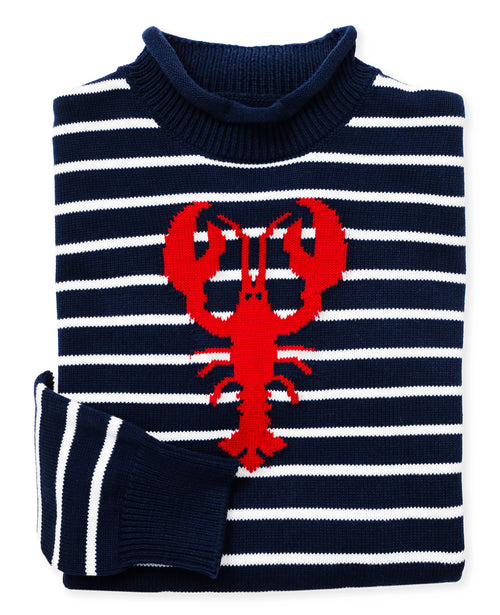 Atlantic Lobster Striped Rollneck Sweater