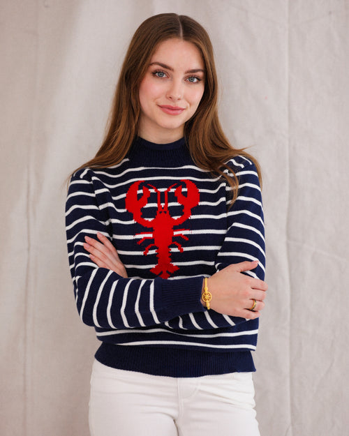 Atlantic Lobster Striped Rollneck Sweater