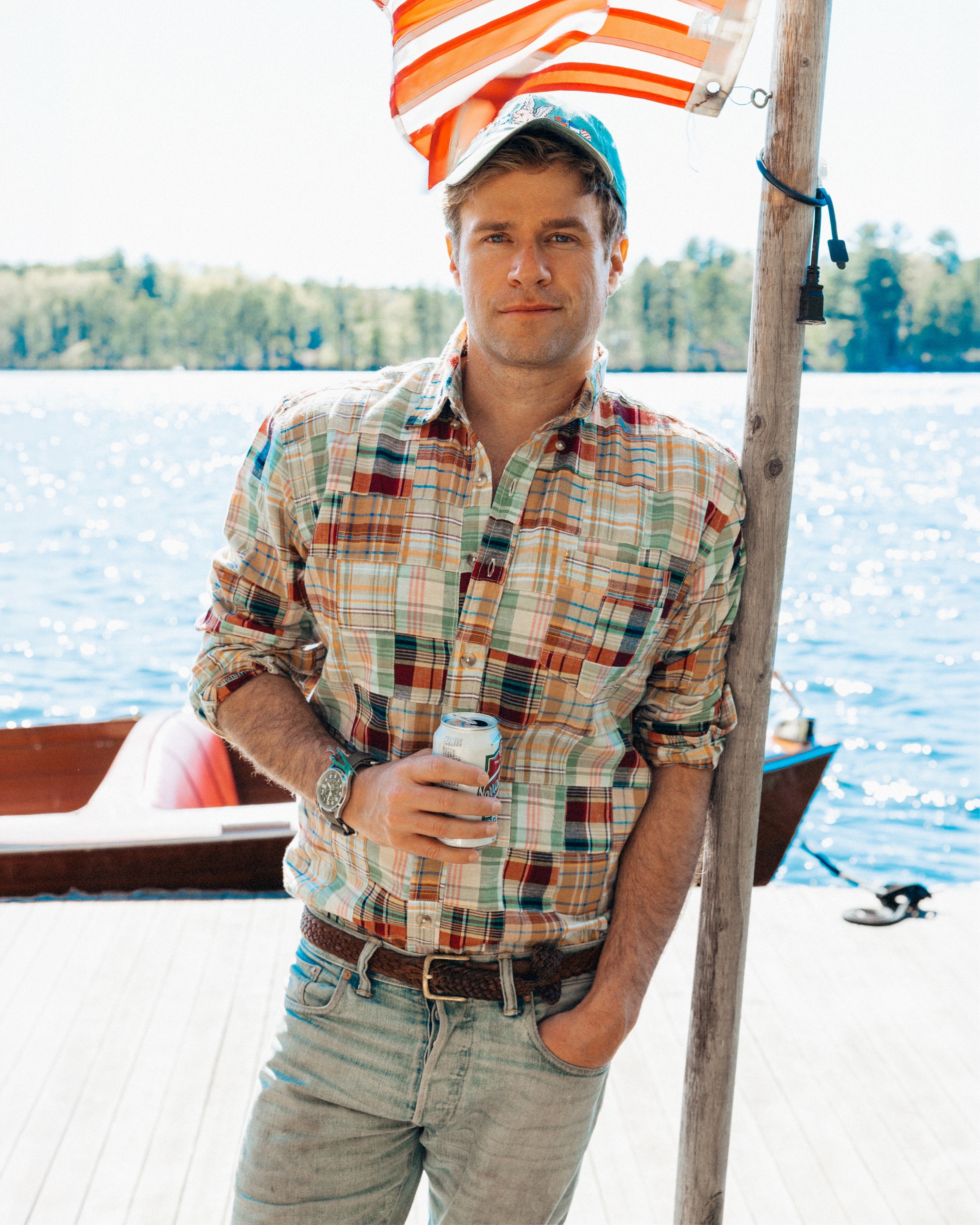 KJP Men's Bar Harbor Patchwork Madras Long Sleeve Shirt