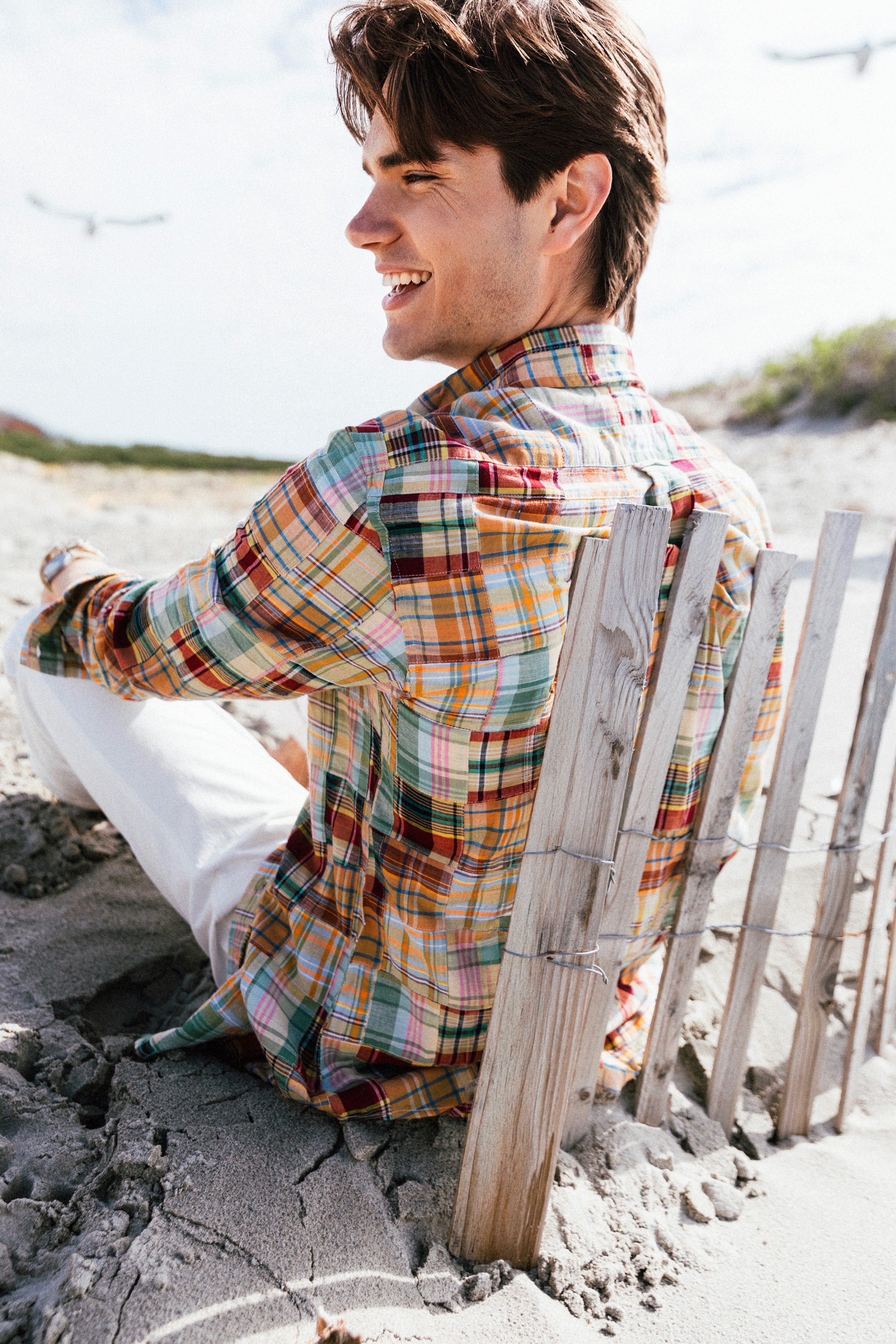 KJP Men's Bar Harbor Patchwork Madras Long Sleeve Shirt