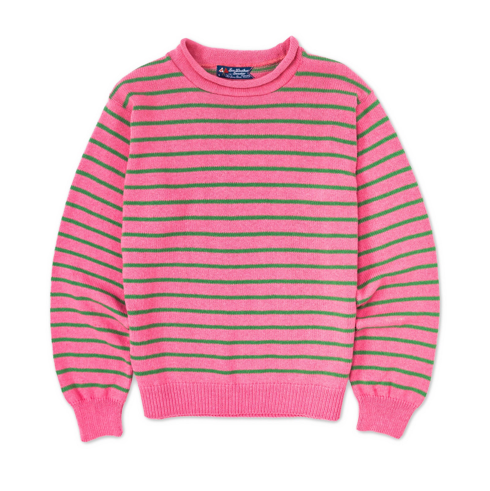 KJP Women's Beach Rose Cotton Rollneck Sweater in Pink and Green