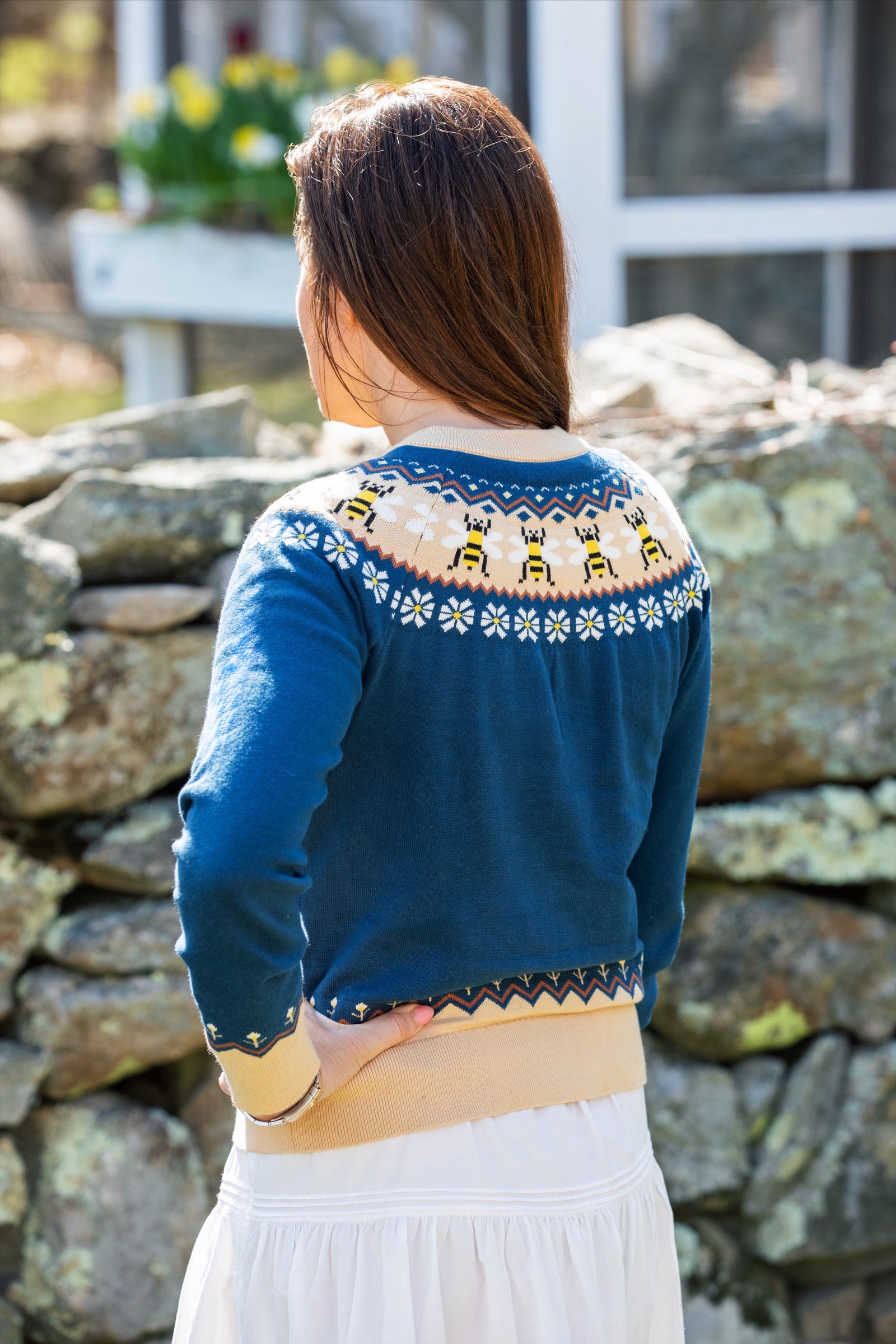 KJP Women's Bee's Knees Cotton Long Sleeve Cardigan in Blue – Kiel