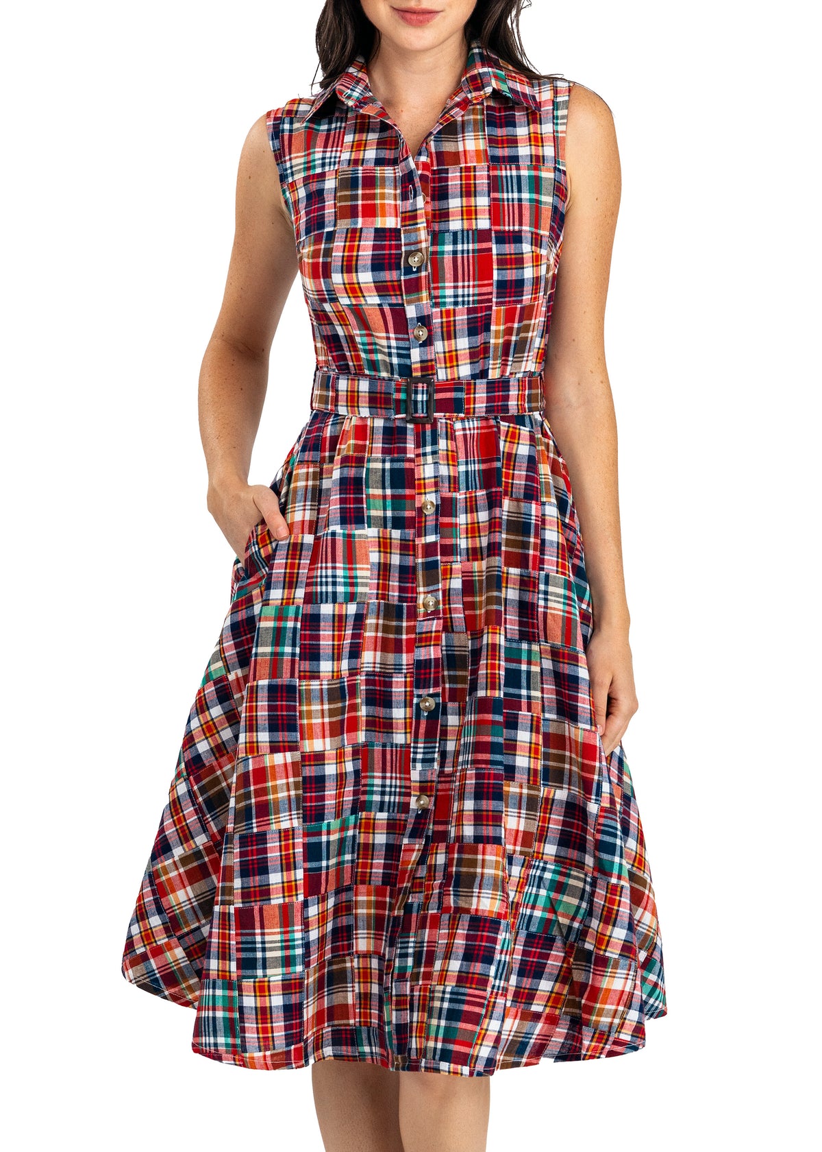 Bristol Patchwork Madras Shirtdress