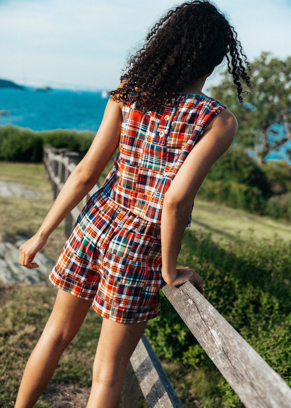 Bristol Patchwork Madras Elastic Waist Shorts - Women's
