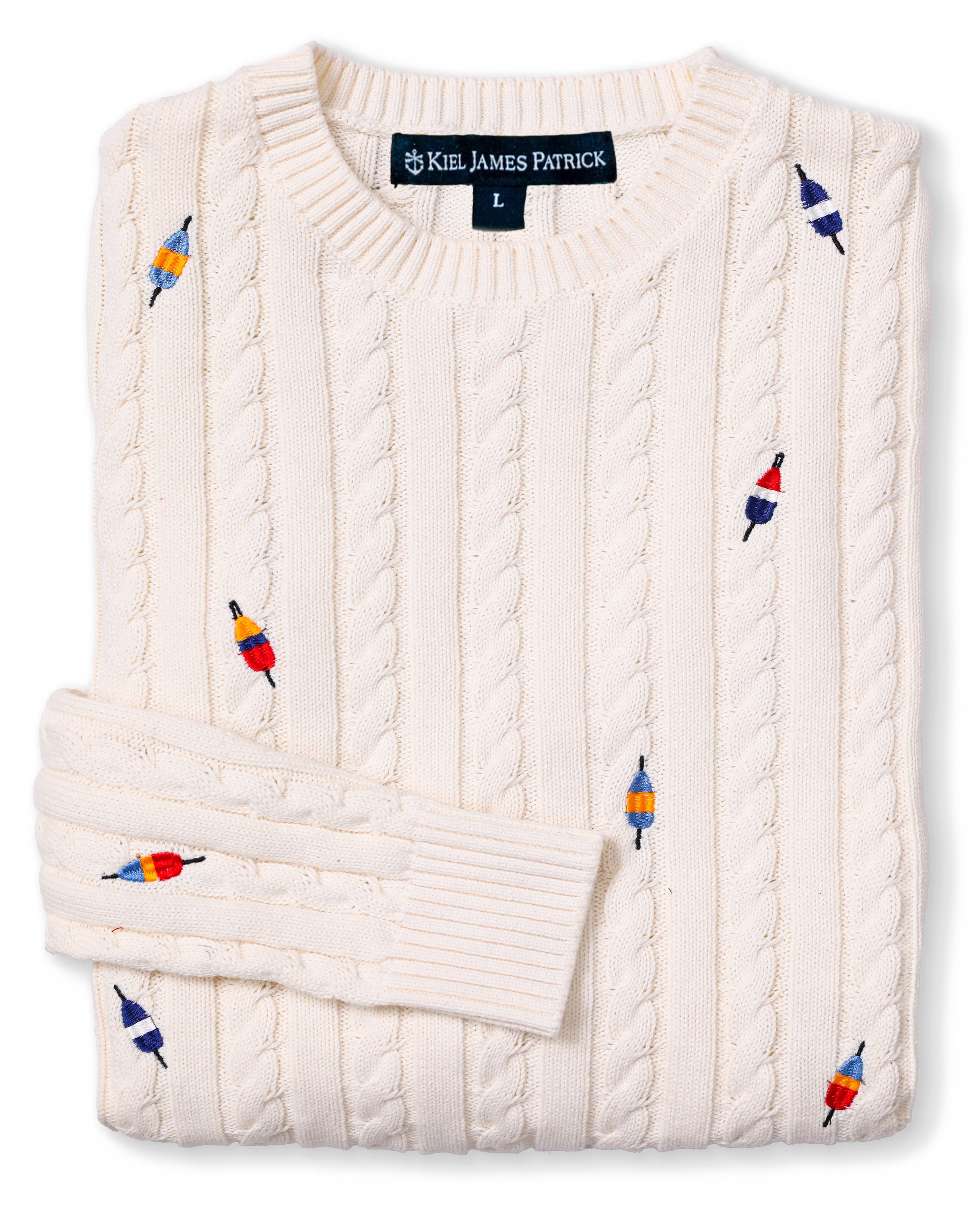 Buoy Embroidered Cable Knit Sweater