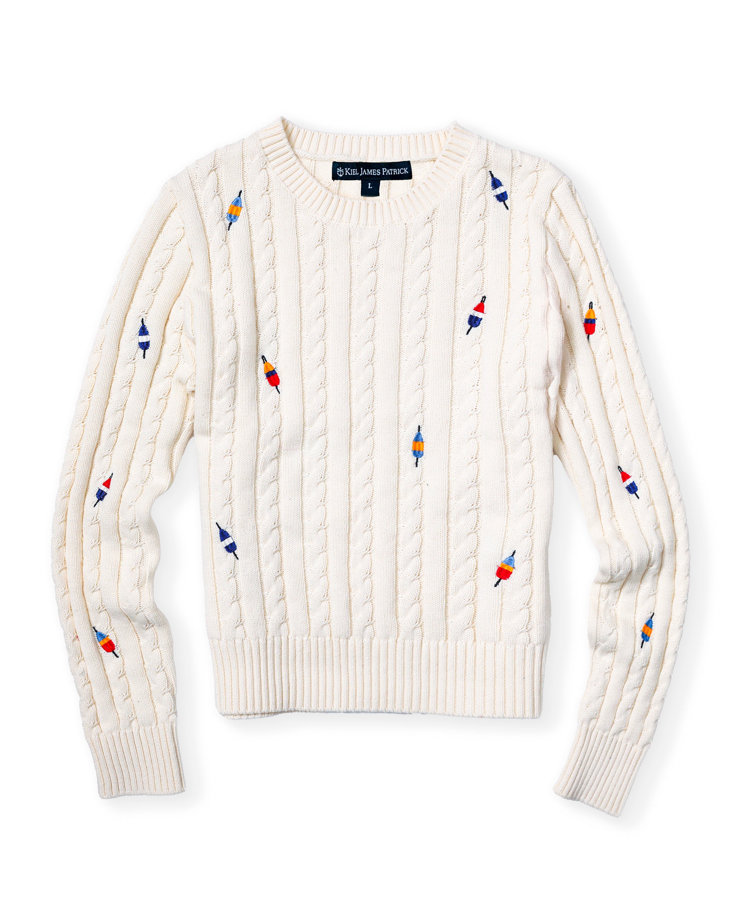 Buoy Embroidered Cable Knit Sweater