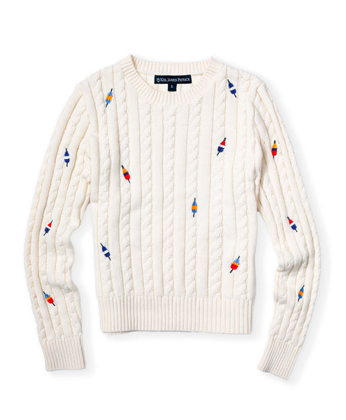 Buoy Embroidered Cable Knit Sweater