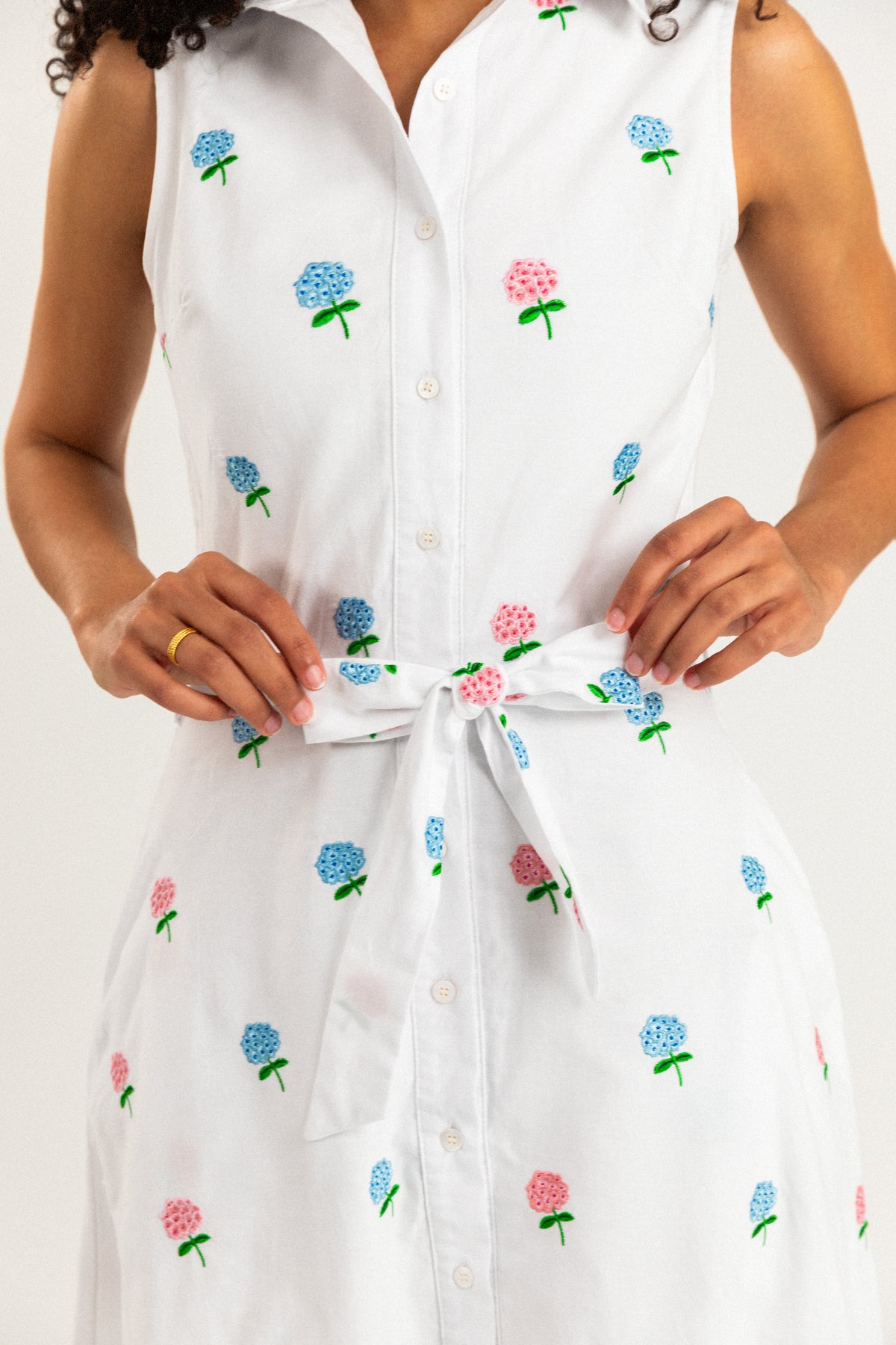 Cape Hydrangea Embroidered Maxi Shirtdress