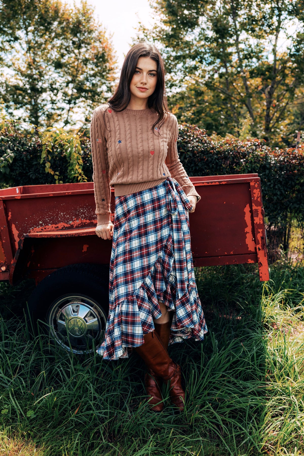 Country Americana Cable Knit Sweater
