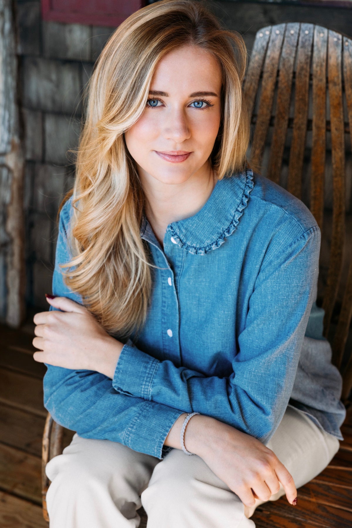 Caroline Chambray Ruffle Collar Shirt