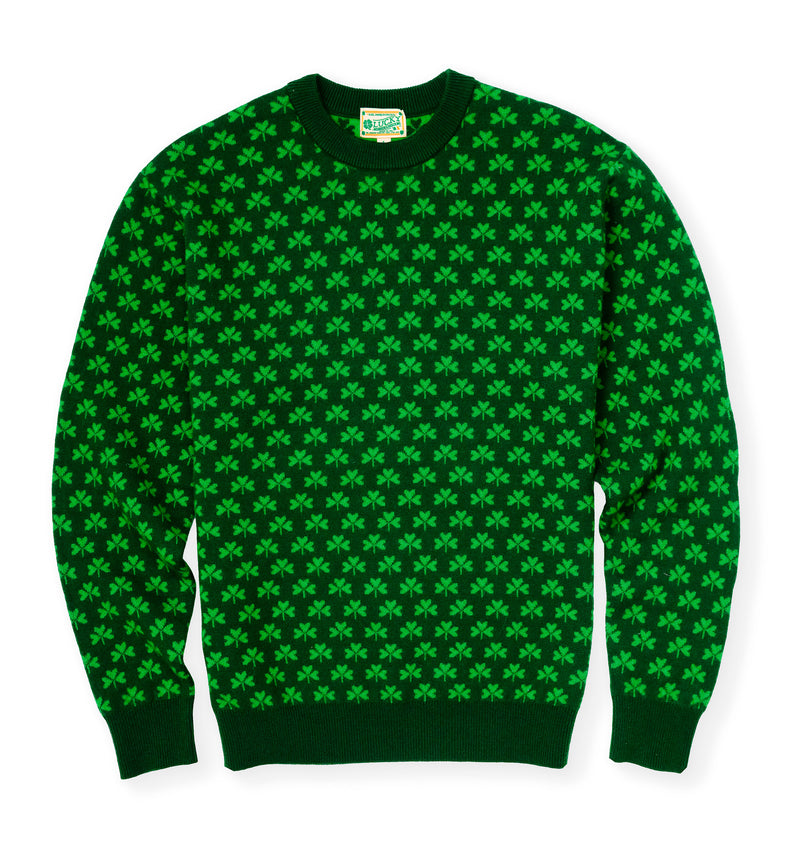 KJP Men's Clover Heritage Crewneck Merino Wool Sweater in Green