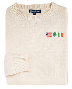 KJP Men's Irish American Flag Embroidered Crewneck Sweater in