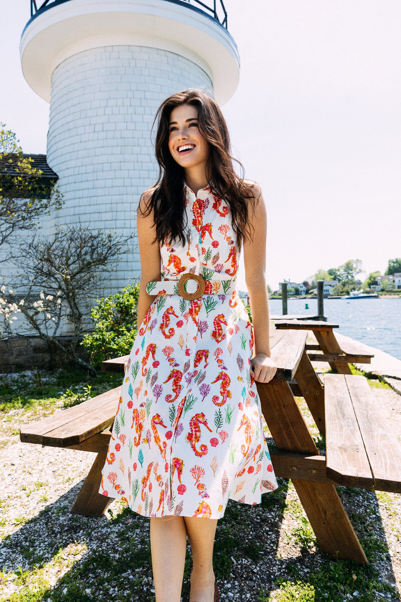 KJP Women's Coral Seahorse Maxi Shirtdress 14