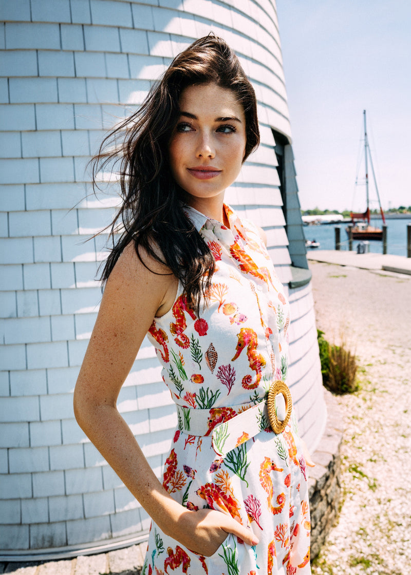KJP Women's Coral Seahorse Maxi Shirtdress 14
