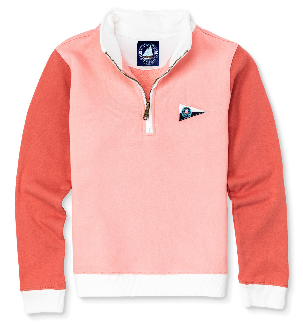 Coral Blush Colorblock Quarter Zip - Women's