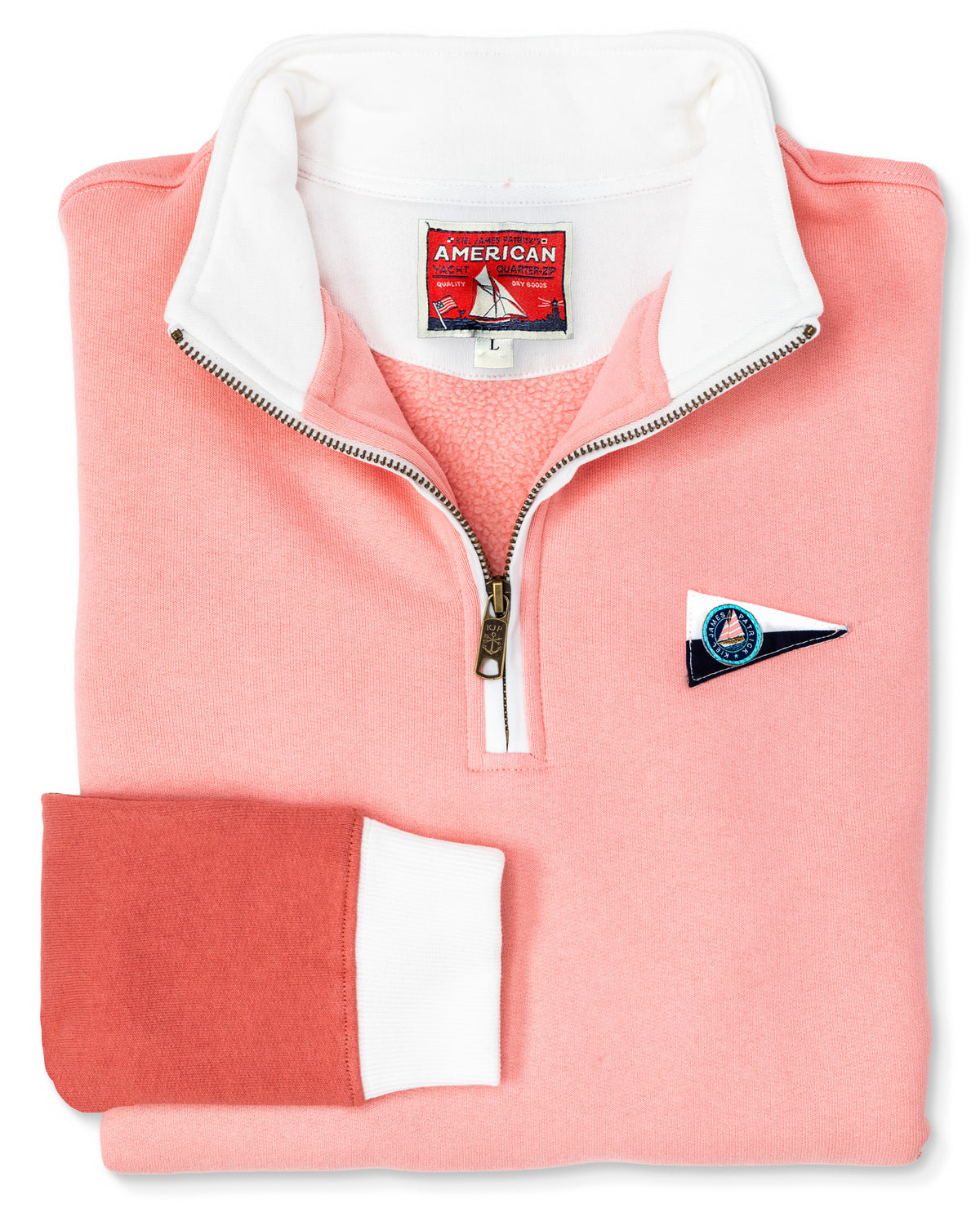 Coral Blush Colorblock Quarter Zip - Women's