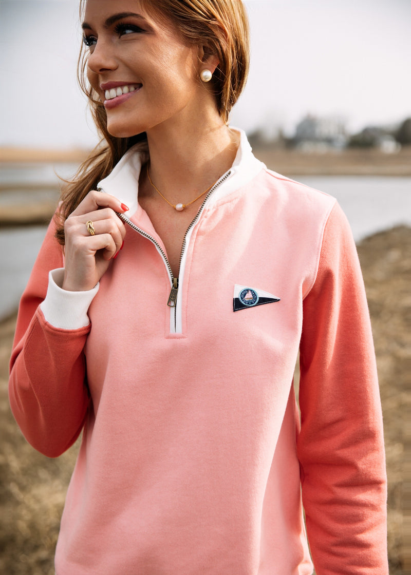 KJP Women's Coral Blush Colorblock Quarter Zip Sweatshirt – Kiel
