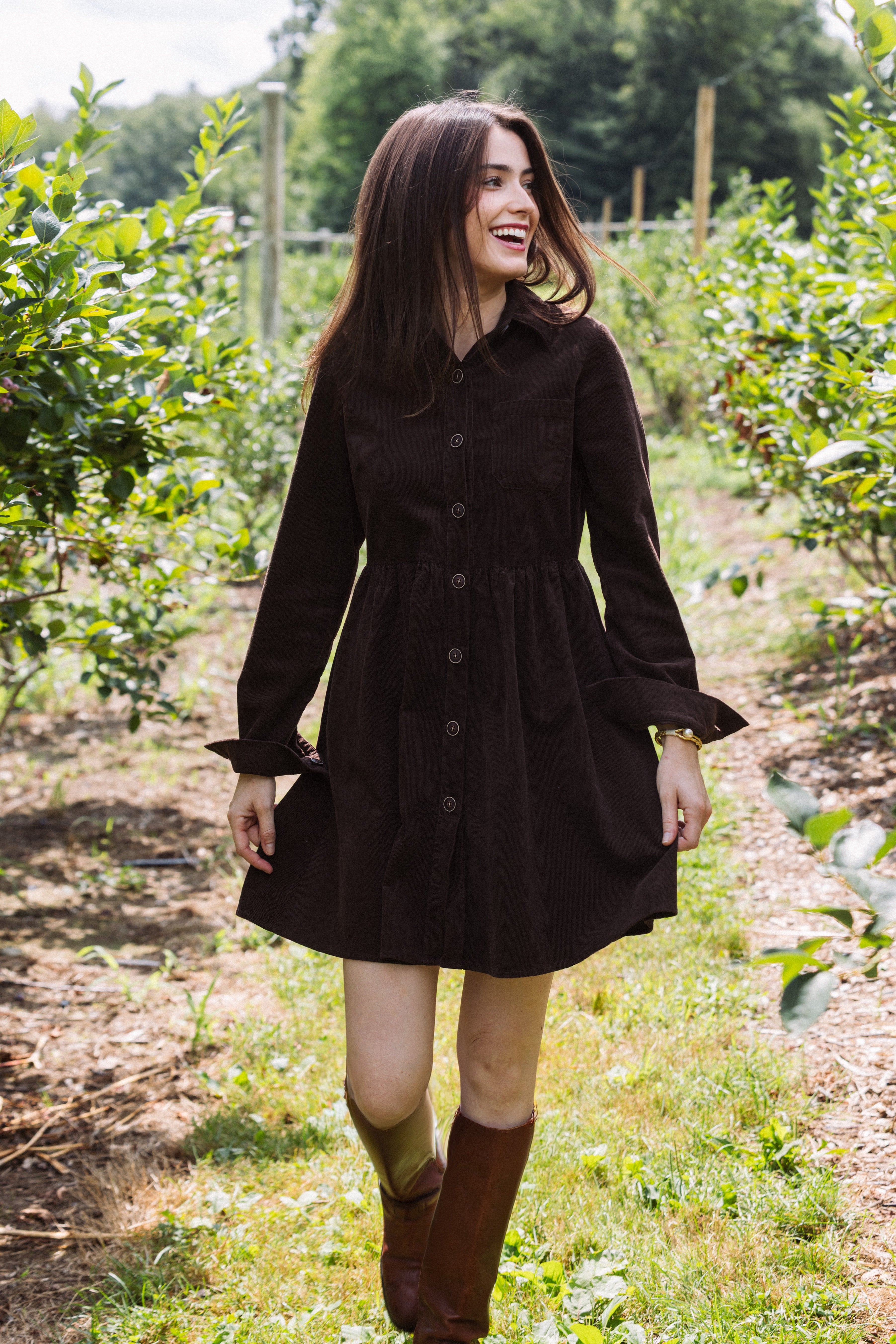 Corduroy Shirtdress in Coffee