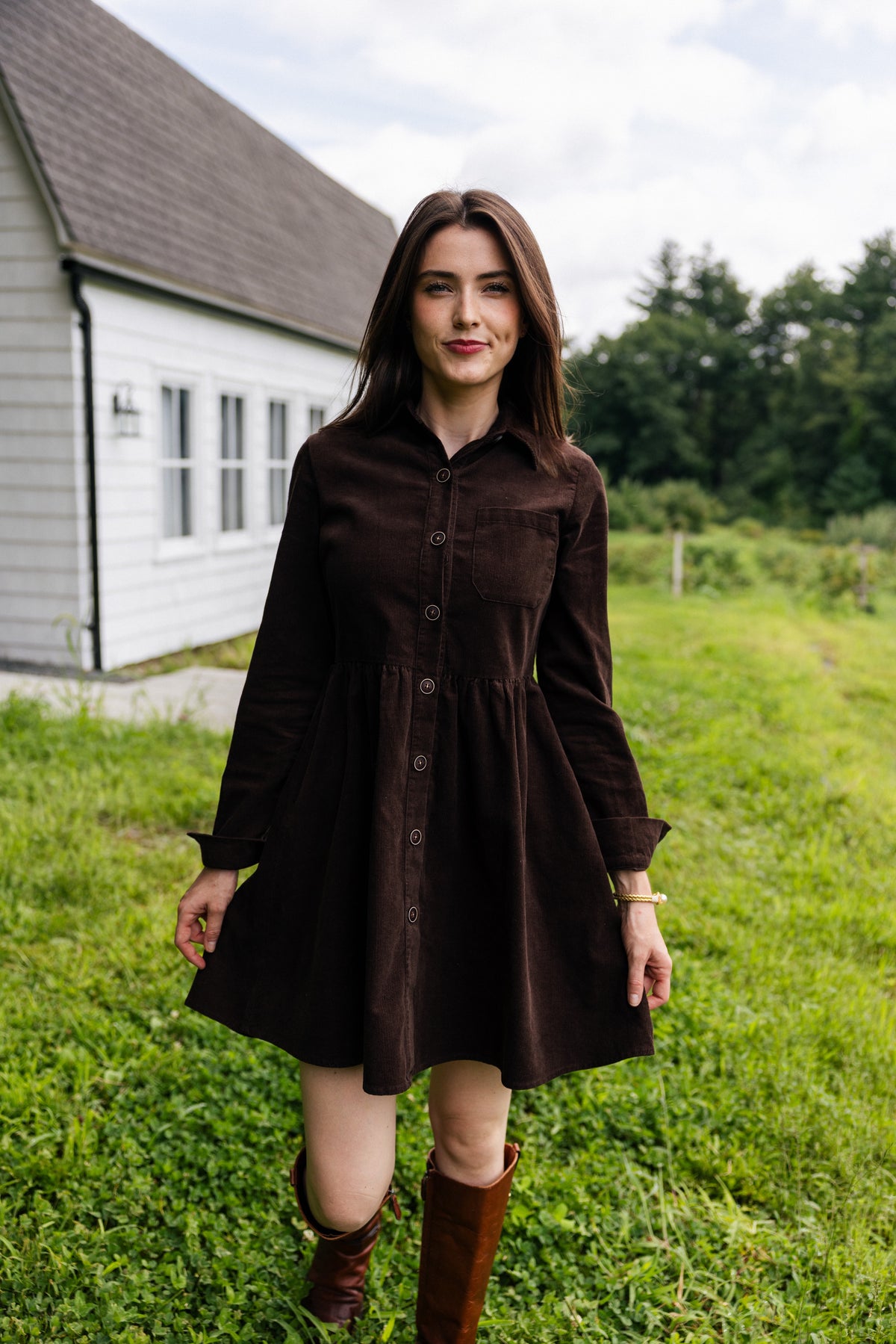 Corduroy Shirtdress in Coffee