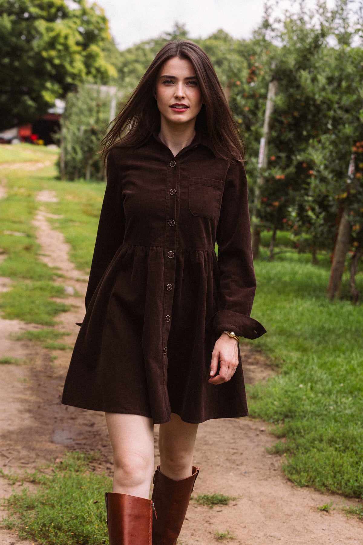Corduroy Shirtdress in Coffee