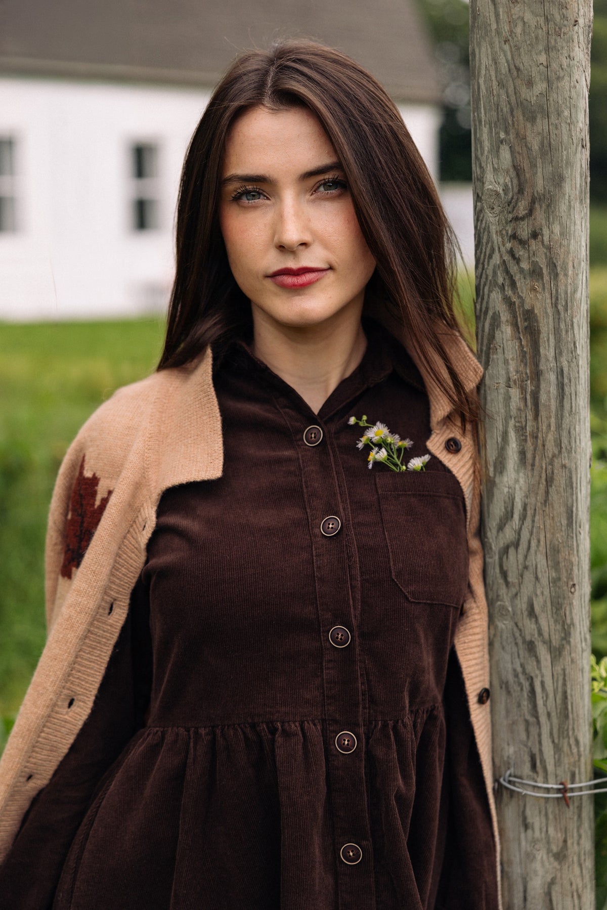 Corduroy Shirtdress in Coffee