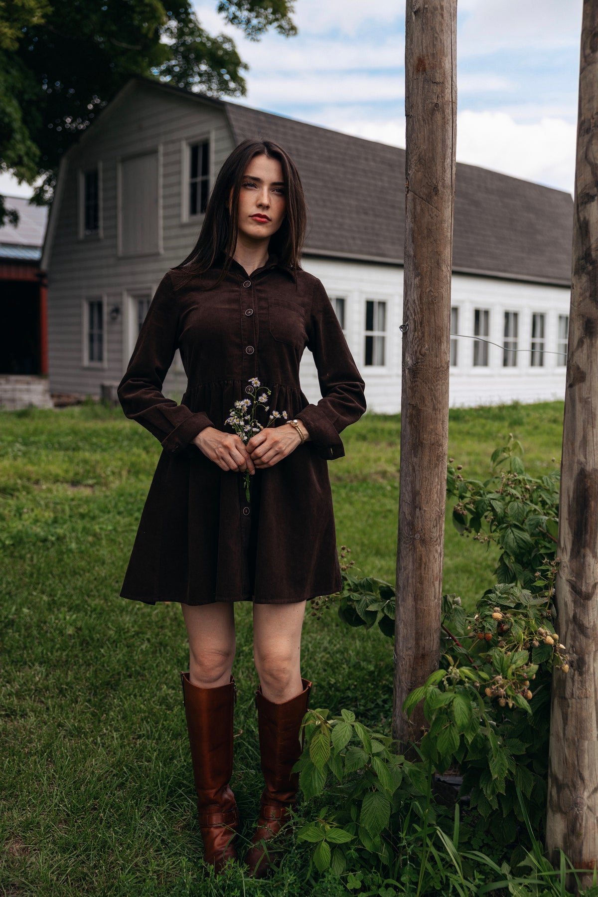 Corduroy Shirtdress in Coffee