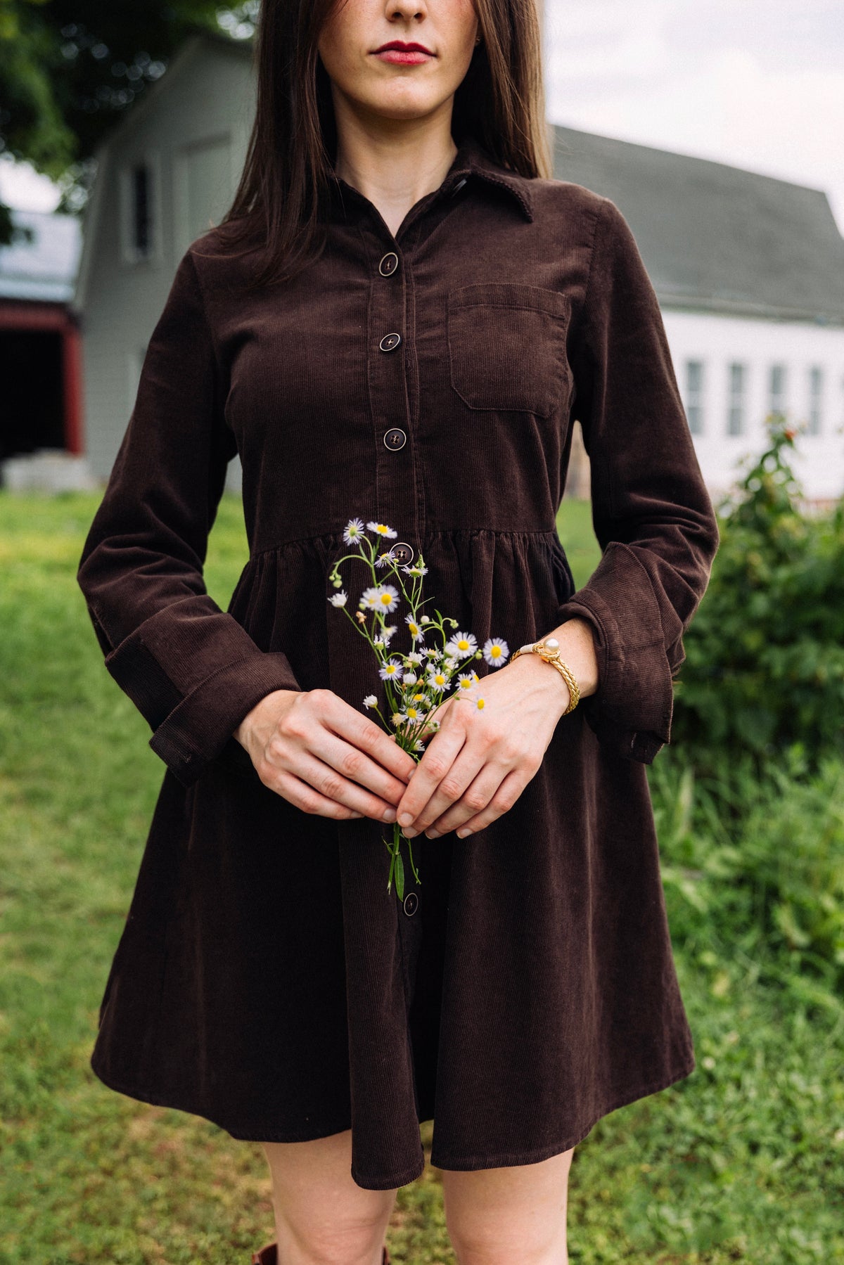 Corduroy Shirtdress in Coffee
