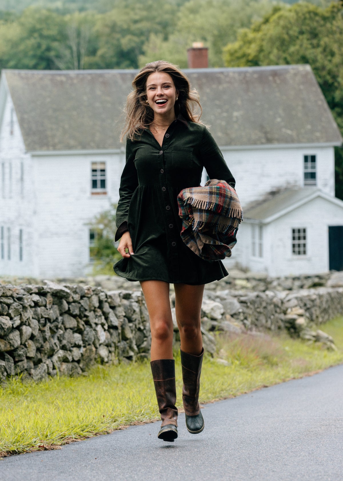 Corduroy Shirtdress in Olive
