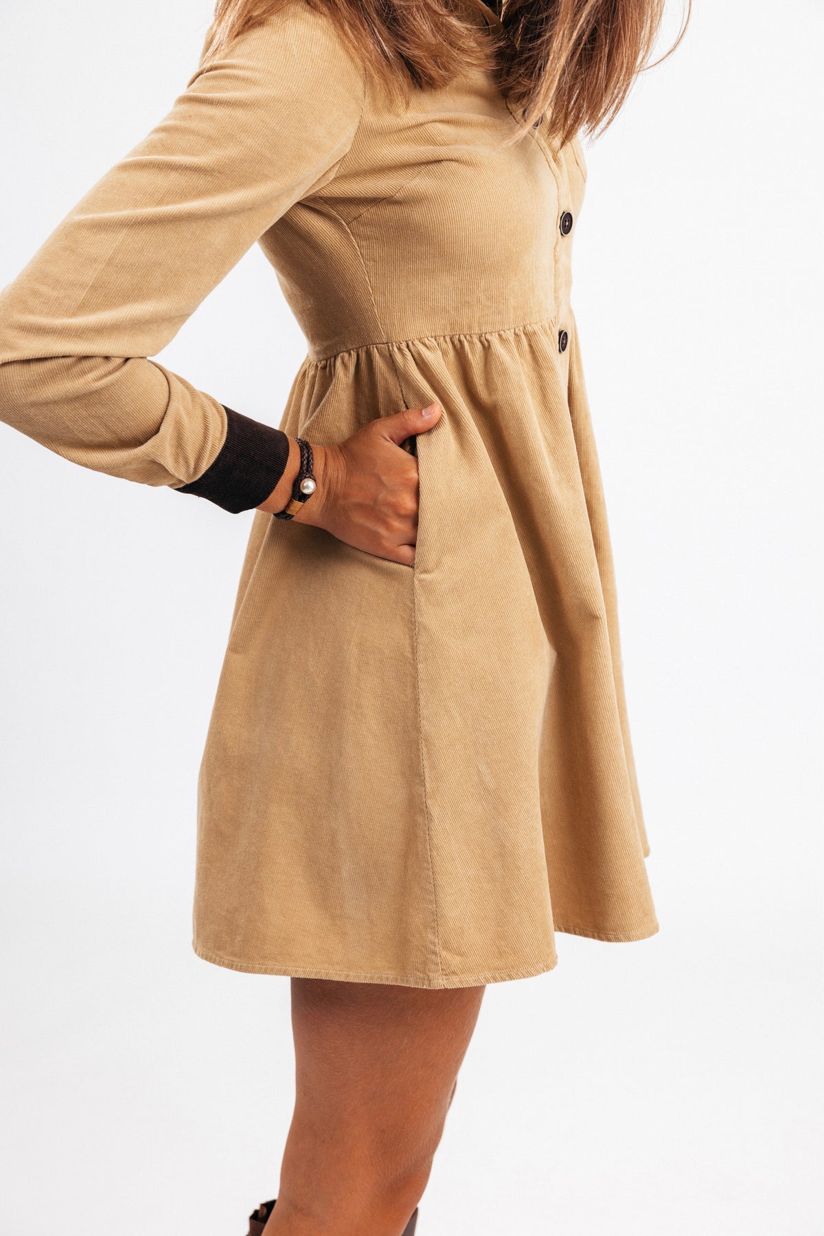 Corduroy Shirtdress in Sand