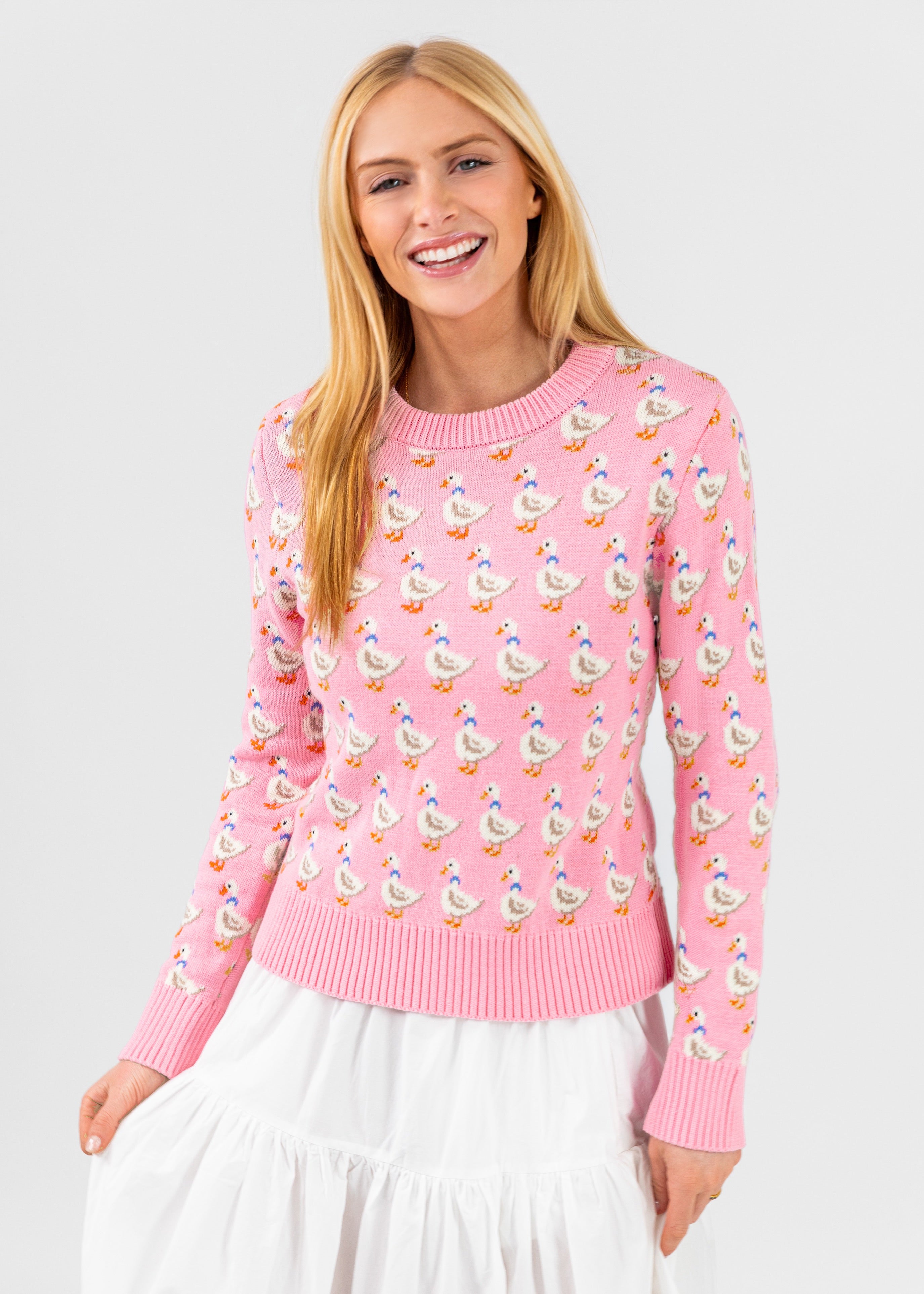 Cottage Duck Sweater in Pink