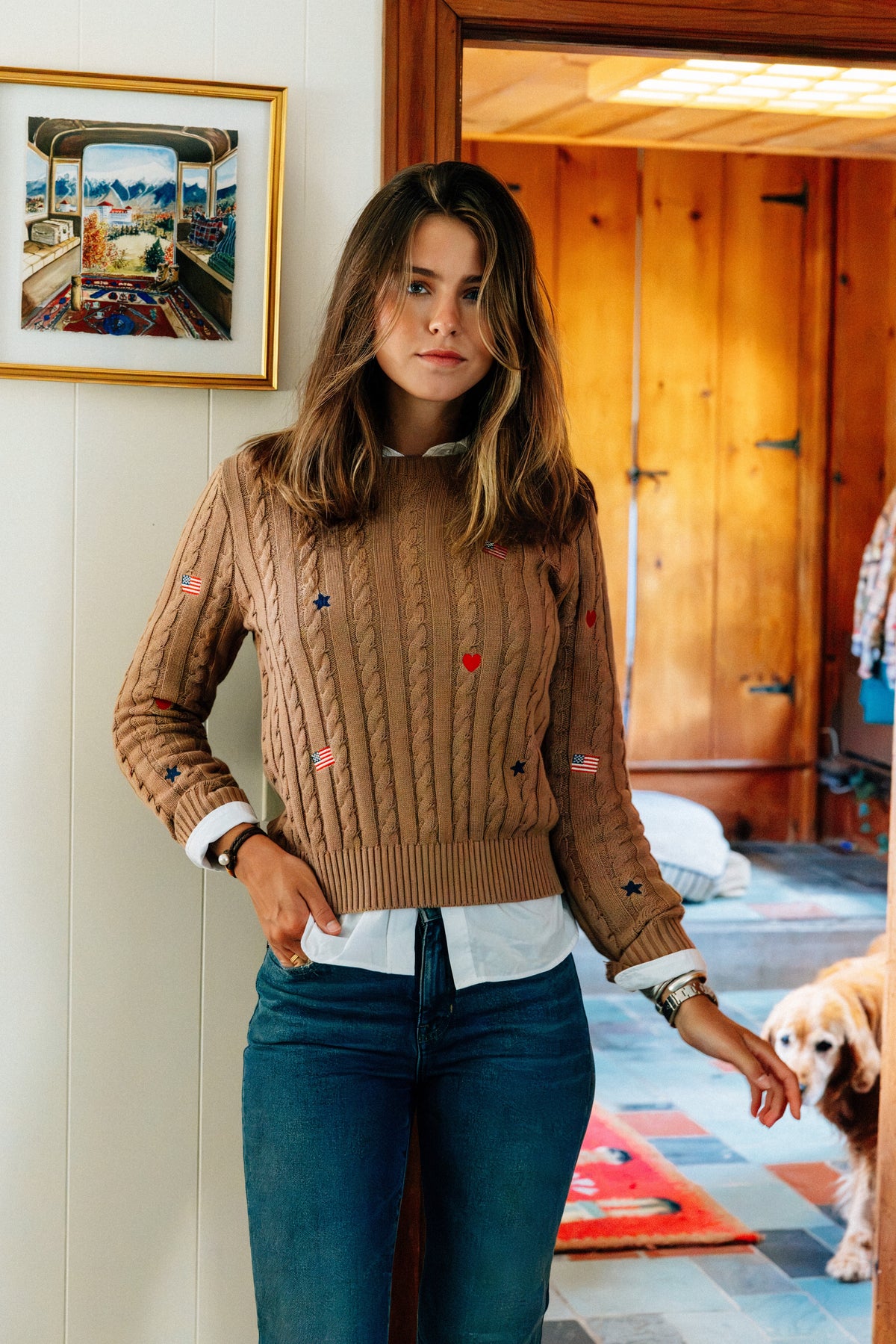 Country Americana Cable Knit Sweater