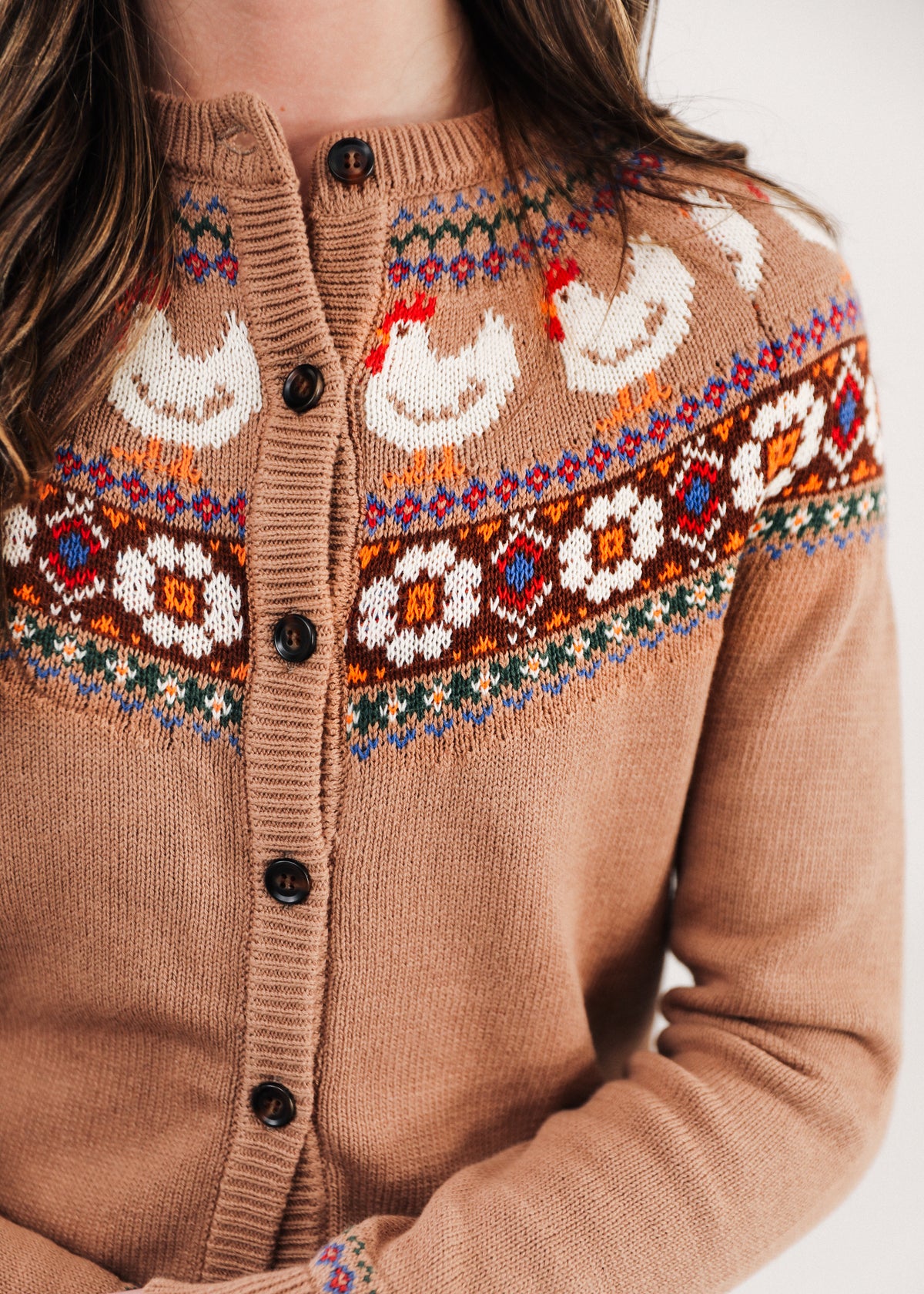 The Countryside Hen Fair Isle Cardigan