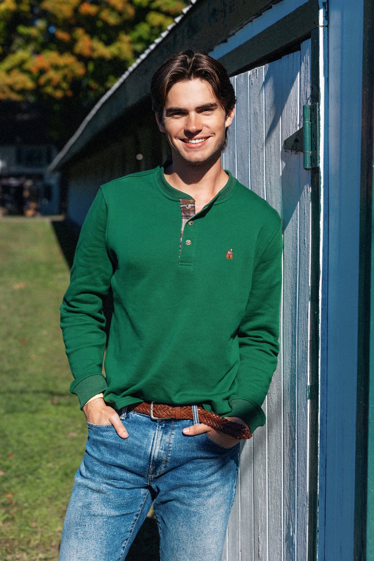 Cozy Cabin Henley Shirt in Pine