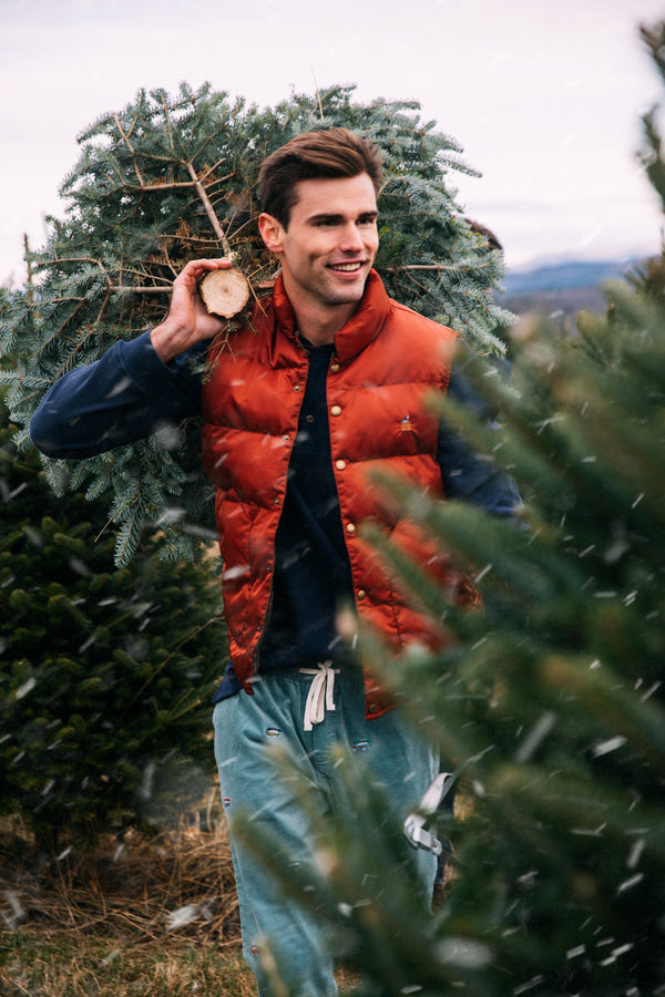 Cozy Cabin Puffer Vest in Rust