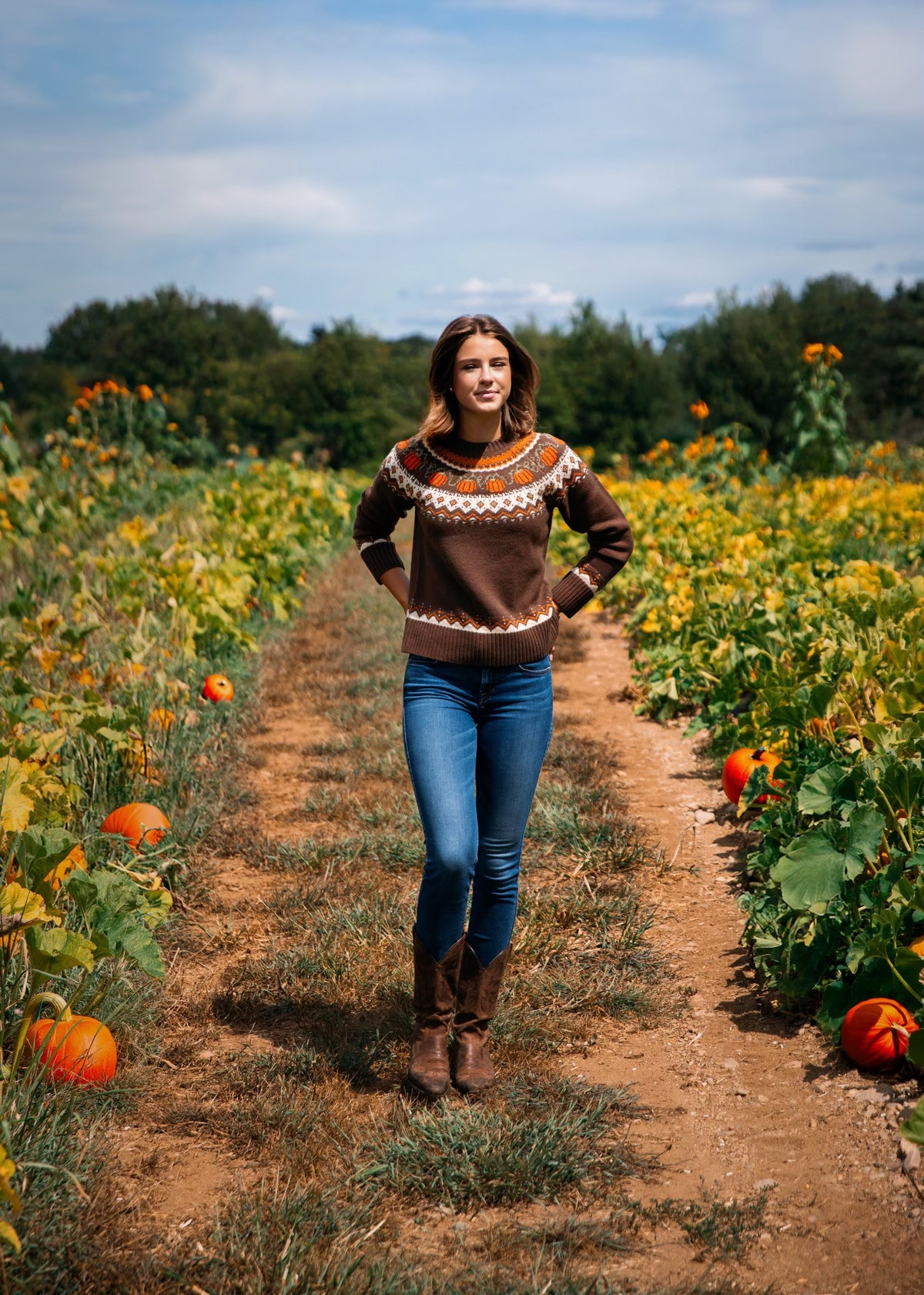 Cozy Pumpkin Sweater in Brown - Women's