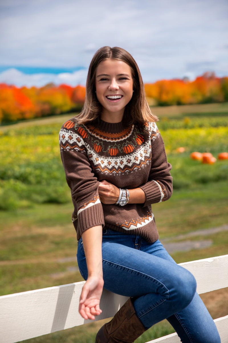 Cozy Pumpkin Sweater in Brown - Women's