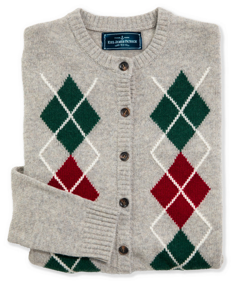 Cranberry Argyle Cardigan