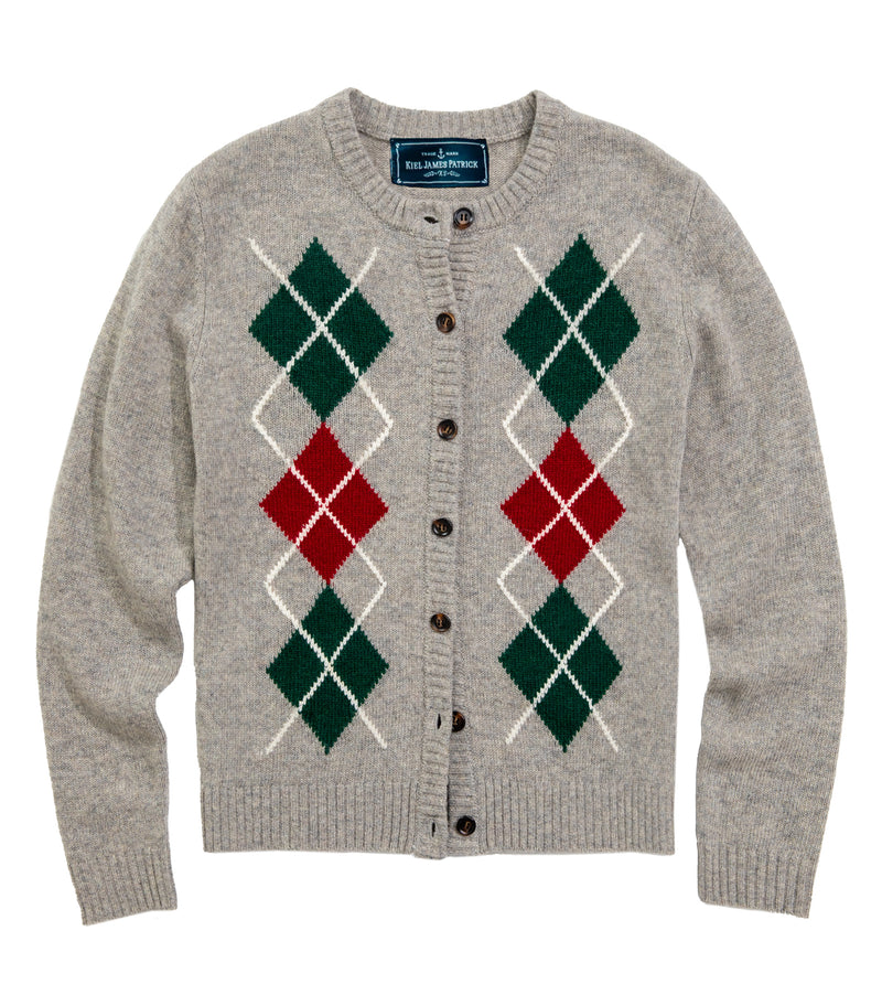 Cranberry Argyle Cardigan