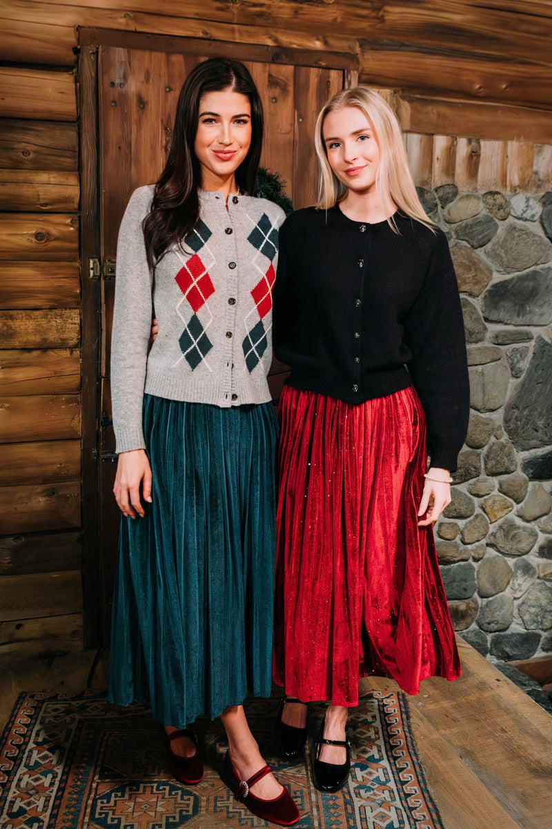 Cranberry Argyle Cardigan