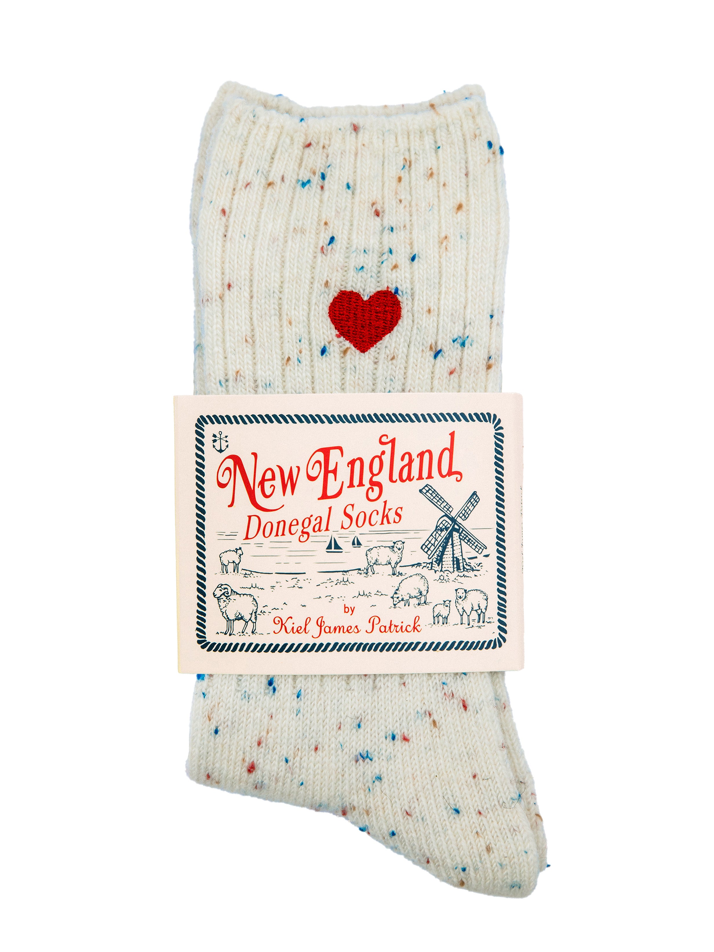 Cream Heart Donegal Socks