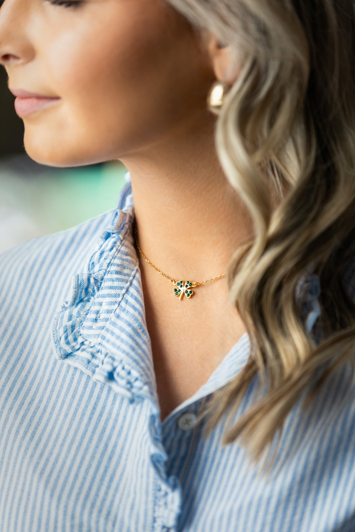 Crystal Four Leaf Clover Necklace