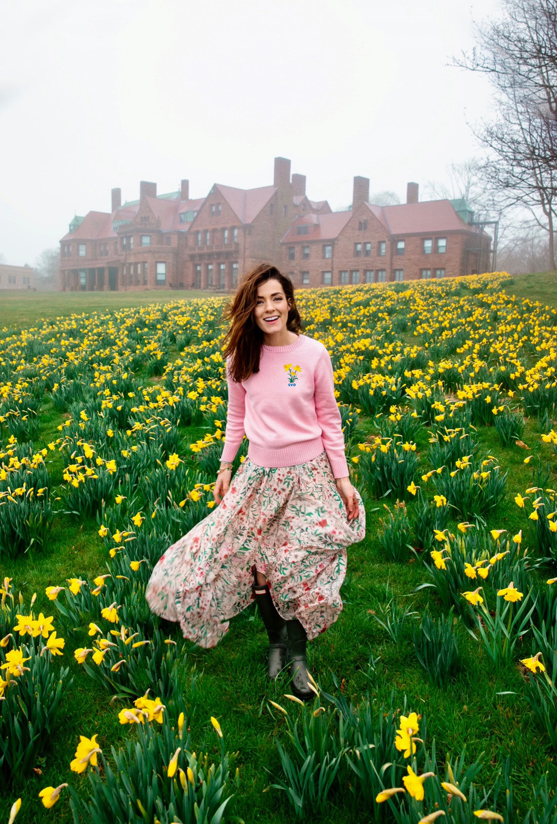 Daffodil Days Embroidered Monogram Sweater