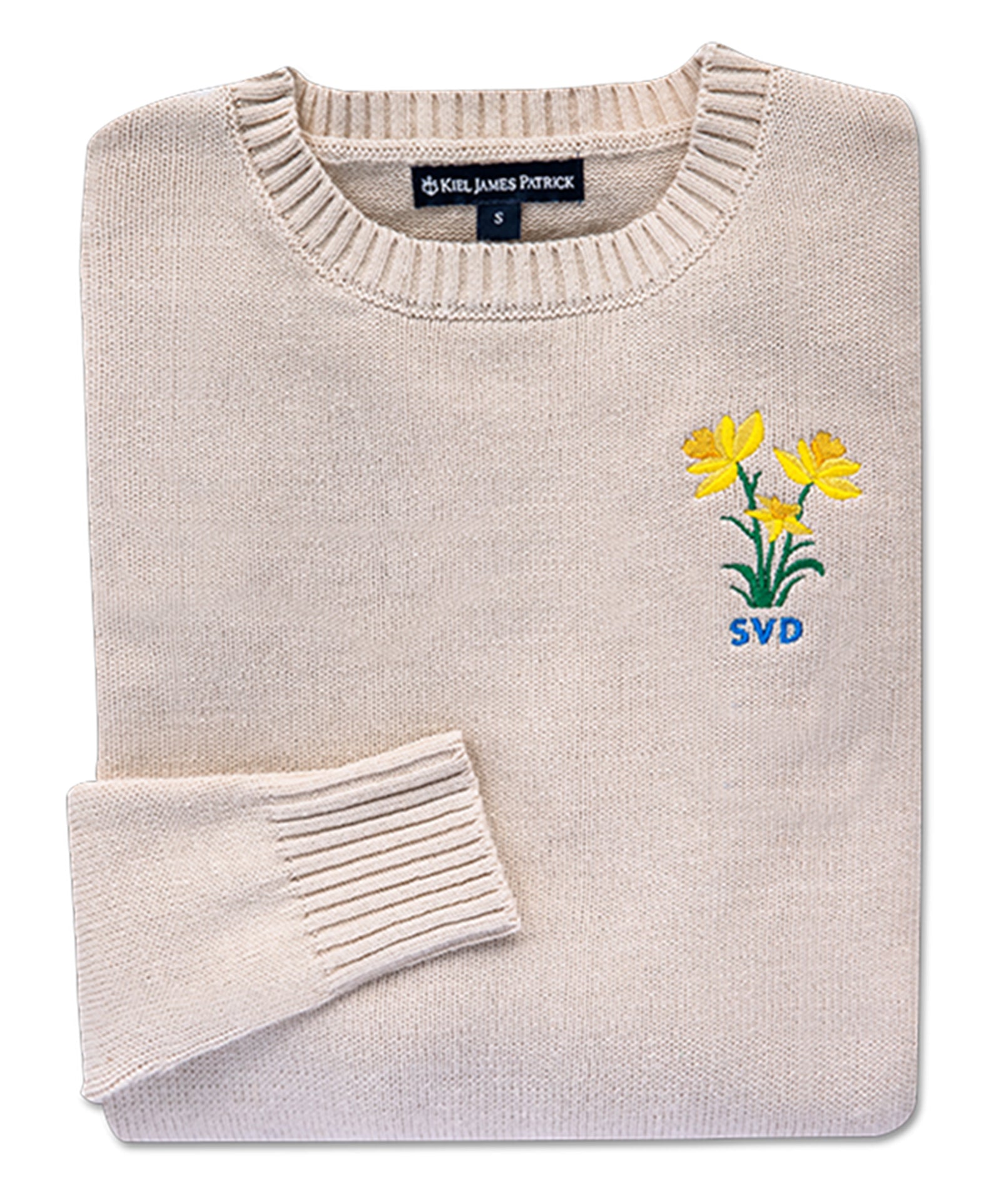 KJP Women's Daffodil Days Custom Embroidered Monogram Sweater in