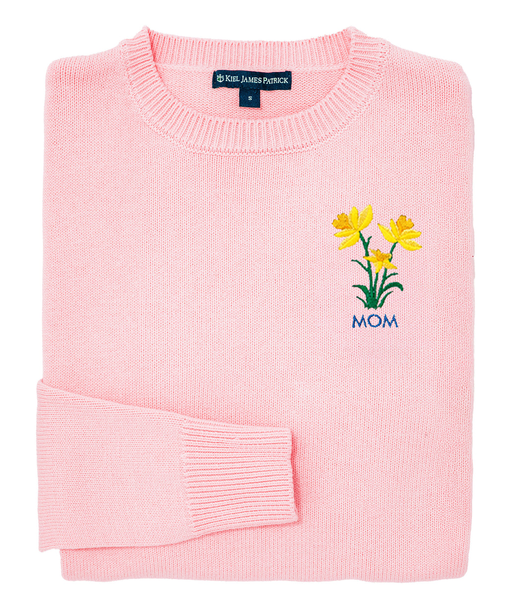 KJP Women's Daffodil Days Custom Embroidered Monogram Sweater in