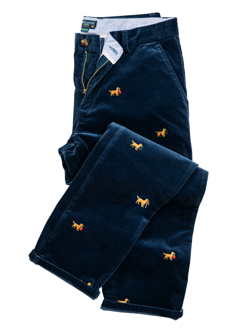 Deck The Paws Corduroy Pants in Blue