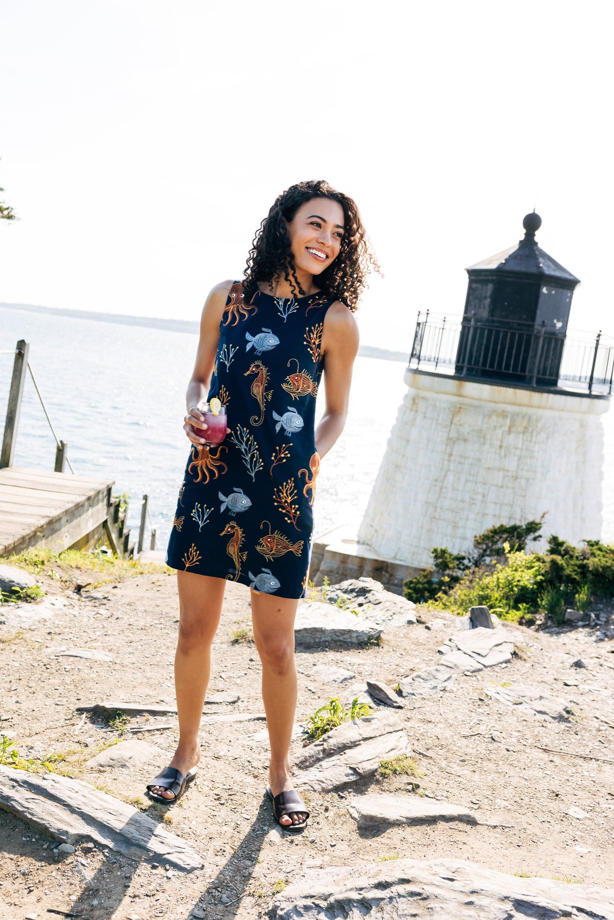 The Deep Blue Sea Embroidered Shift Dress