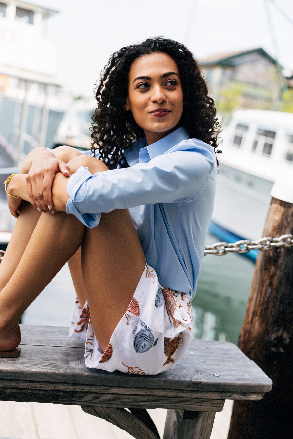 The Deep Blue Sea Embroidered Shorts in White