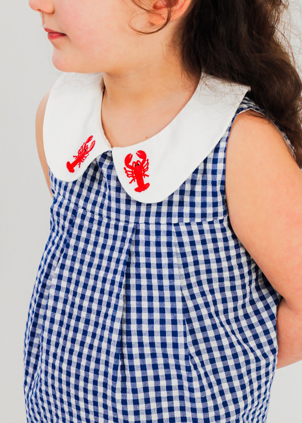 Diane Gingham Embroidered Lobster Kids Dress