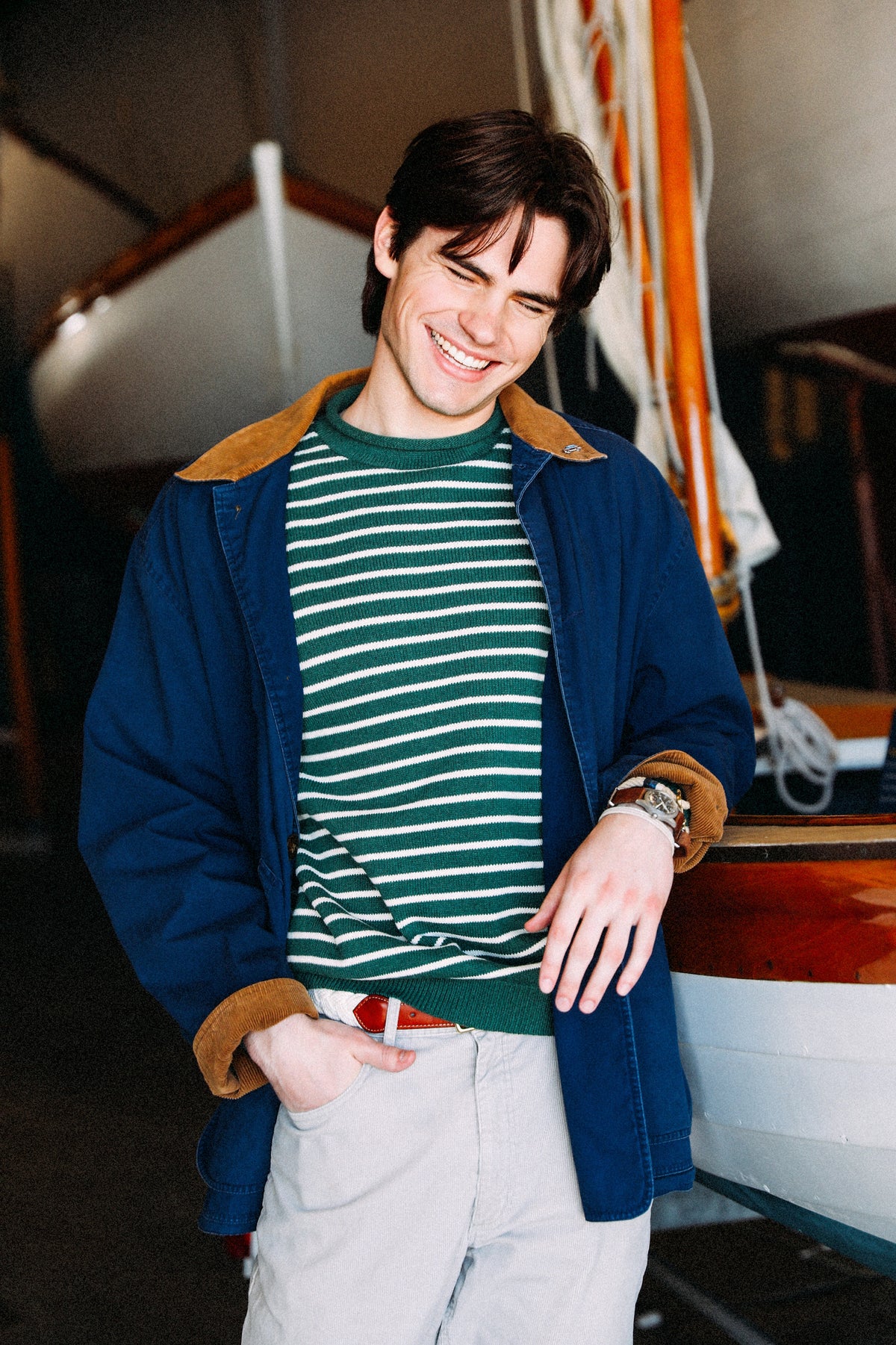 Douglas Green Striped Rollneck Sweater