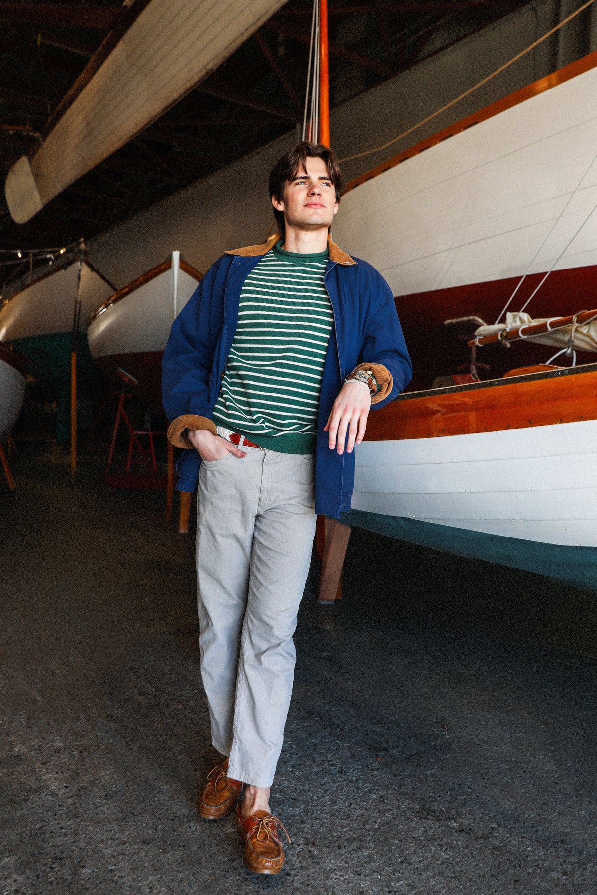 Douglas Green Striped Rollneck Sweater